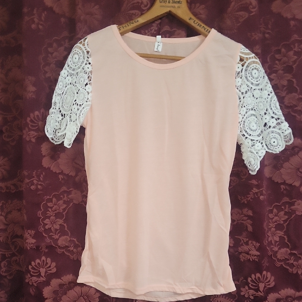 Orange and White Fitted Embellished Blouse